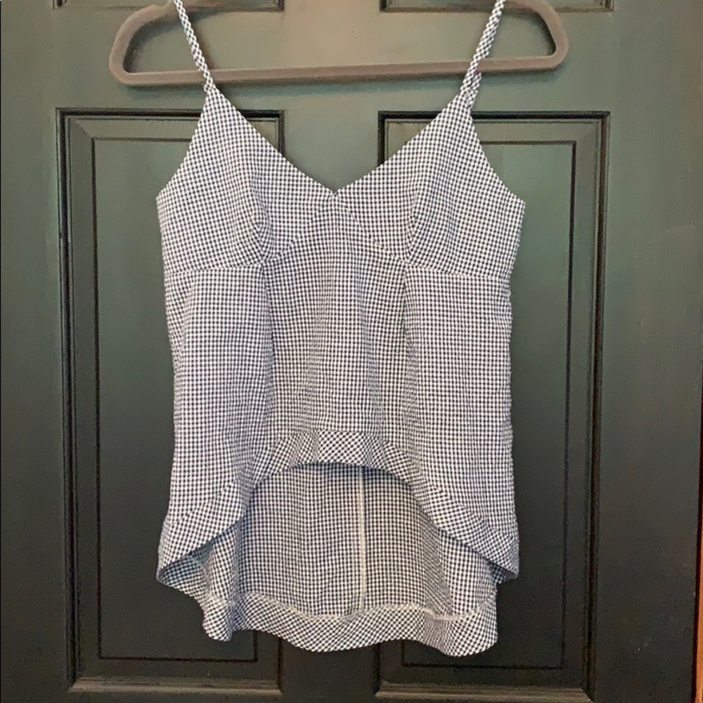 MinkPink blue white gingham crop top XS